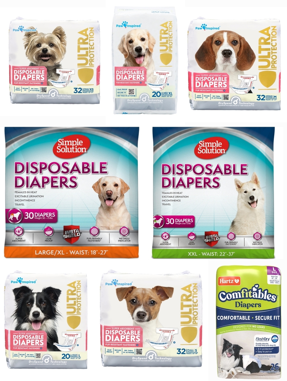 Disposable NIP Female Dog Diapers- Mixed Brands